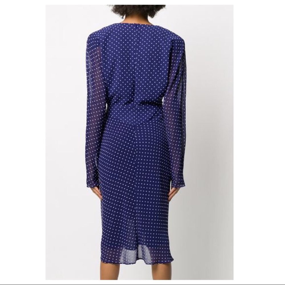 NEW PHILOSOPHY DI LORENZO SERAFINI LONG SLEEVE POLKA DOT MIDI DRESS - Picture 6 of 9